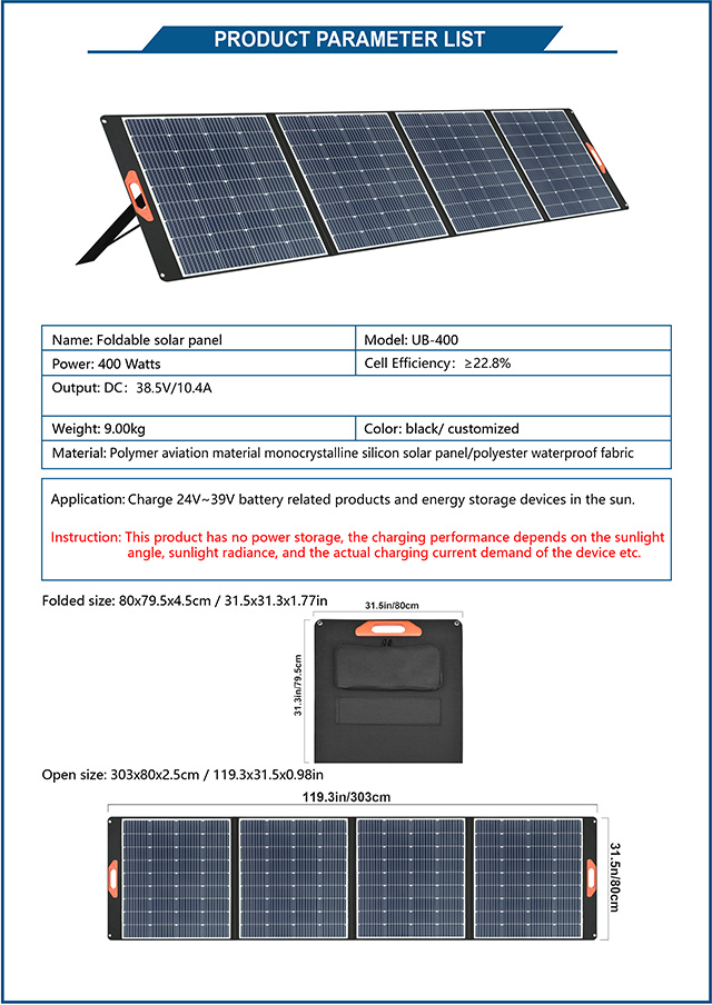 Monocrystalline silicon solar power panel outdoor portable photovoltaic folding bag