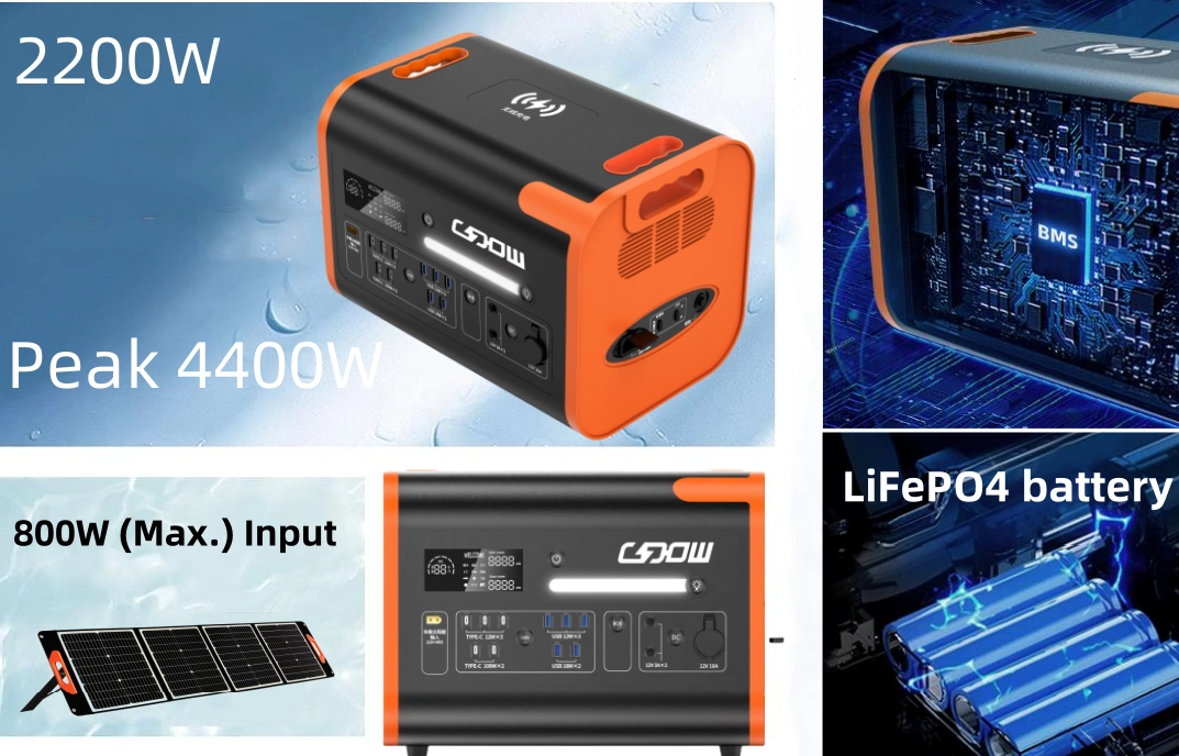 Portable Solar Power Station 5000W 3000W 2000W 1000W 600W 110V 120V 220V AC Output Home Generator With LiFePO4 Battery